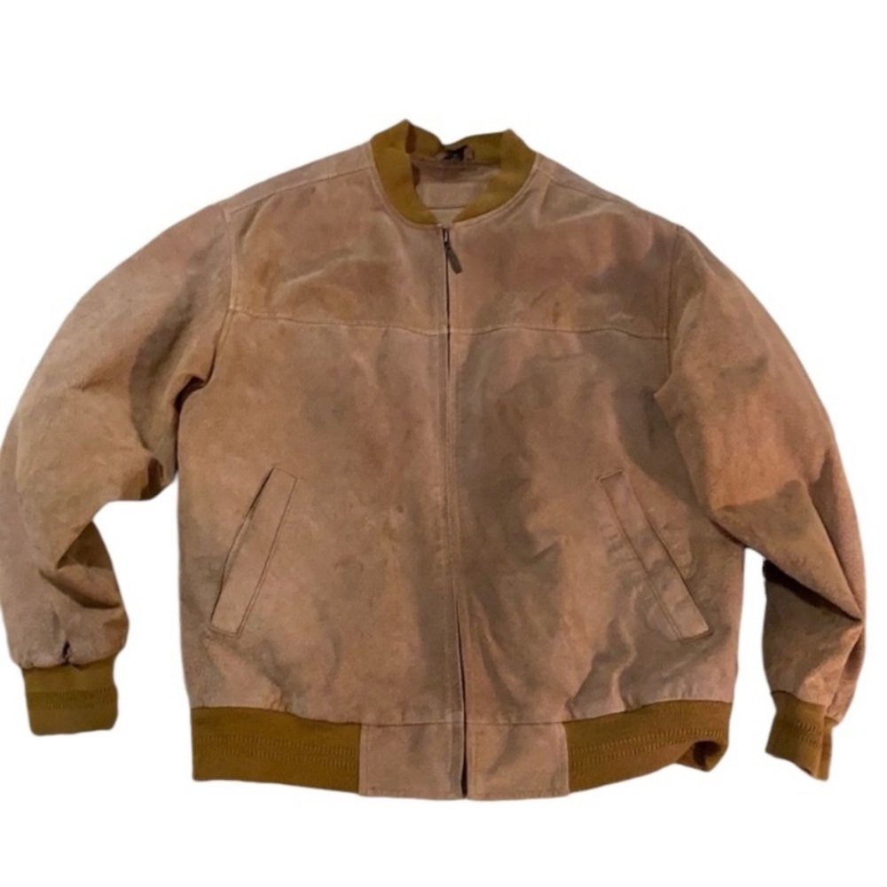 Lightly Distressed Vintage Suede Bomber Jacket